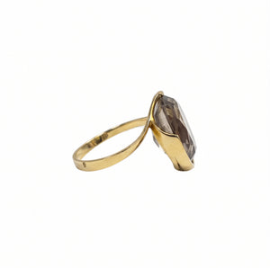 Bague en Or Jaune 18k avec Pierre Naturelle Blanche Taille : 53