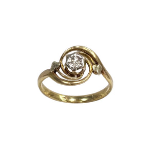 Bague Ancienne en Or Jaune 18k avec Motifs - Taille 50