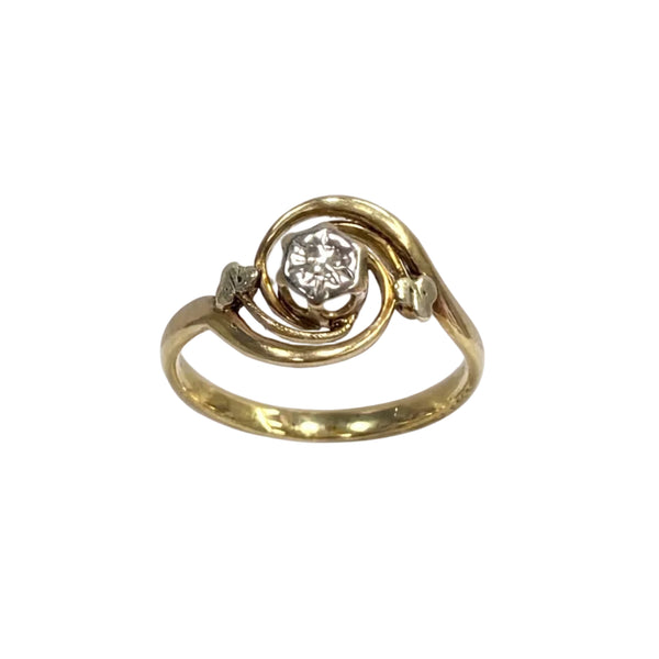 Bague Ancienne en Or Jaune 18k avec Motifs - Taille 50