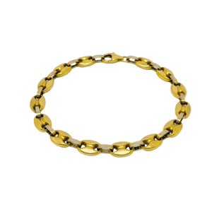 Bracelet Gourmette en Or Jaune 18K Grain de Café