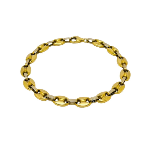 Bracelet Gourmette en Or Jaune 18K Grain de Café