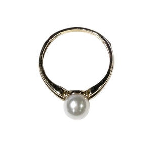 Bague en Or Jaune 18k avec Perle Taille 55