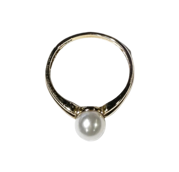Bague en Or Jaune 18k avec Perle Taille 55