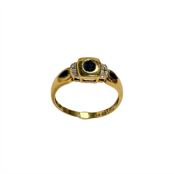 Bague Or avec Pierre Bleue et Diamants