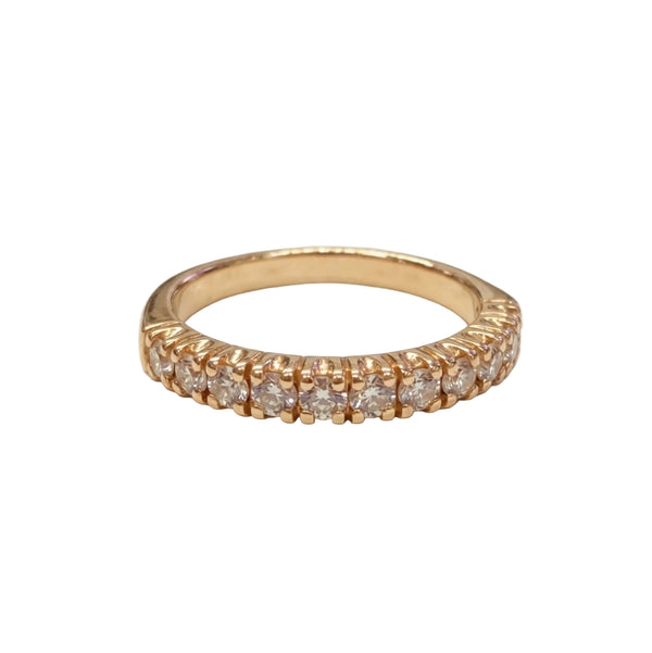 Bague Demi Tour en Or Jaune 18k avec Diamants - Taille 52