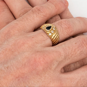 Bague empierrée en Or Jaune 18k - Taille 55