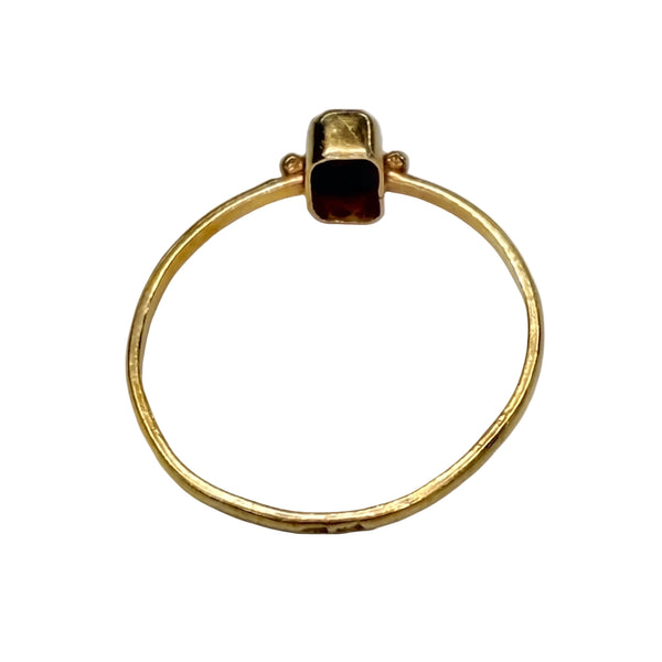 Bague en Or Jaune 18k avec Grenat Rouge - Taille 55