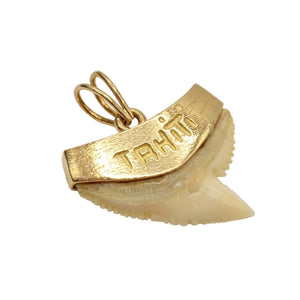 Pendentif Dent de Requin en Or Jaune 18K Gravé Tahiti
