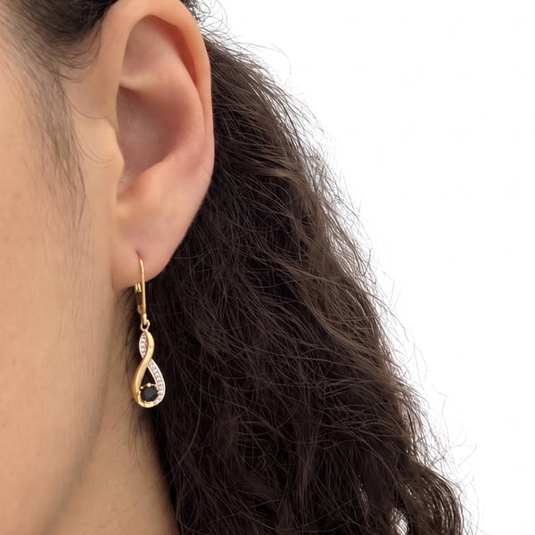 Boucles d'Oreilles Dormeuse Pendante en Or Jaune 18k