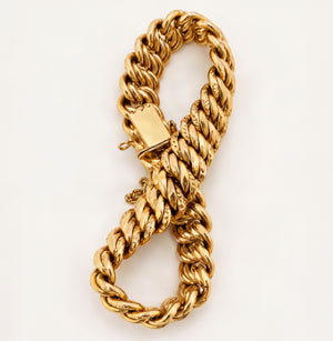 Bracelet Maillon Or Jaune 18 Carats Figaro Gourmette