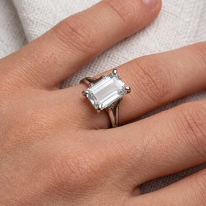 Solitaire en Or Blanc Aigue Marine - Taille 52