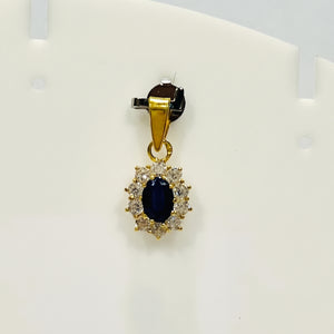Pendentif Marguerite Or Jaune 18K avec Saphir et Oxyde de Zirconium
