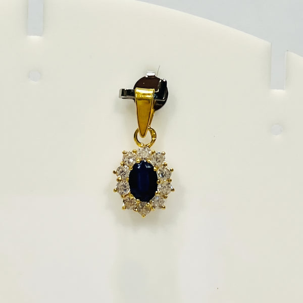Pendentif Marguerite Or Jaune 18K avec Saphir et Oxyde de Zirconium