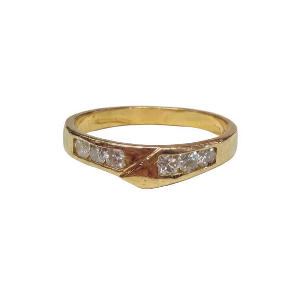Bague Or Jaune 18K avec Diamants - Taille 58