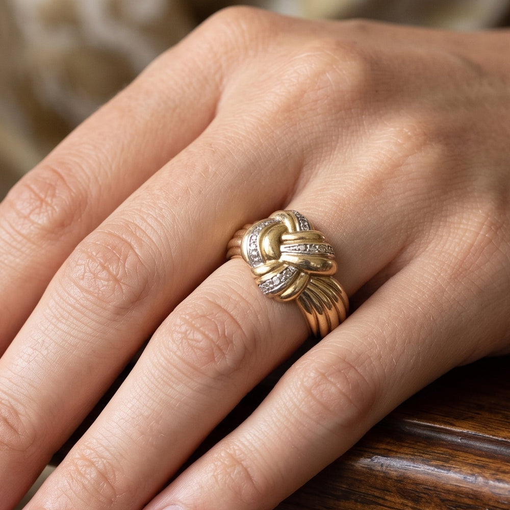 Bague en Or Jaune & Blanc avec Diamants 18K