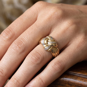 Bague en Or Jaune & Blanc avec Diamants 18K