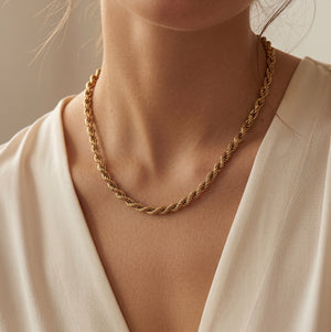 Collier Ras du Cou Maille Corde en Or Jaune 18k