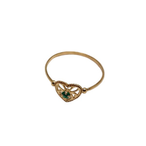 Bague avec Émeraude en Or Jaune 18 Carats - Taille 55