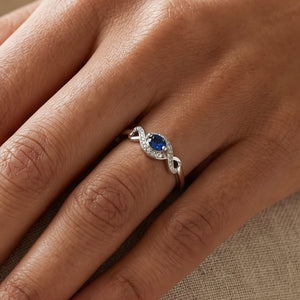 Bague en Or Blanc 18k avec Diamants et Aigue-Marine - Taille 54
