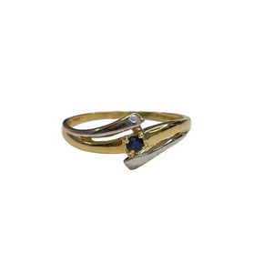 Bague en Or Jaune et Gris avec Saphir - Taille 53