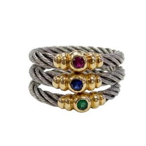 Jolie Bague 3 Anneaux en Or Jaune 18k