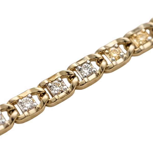 Bracelet Gourmette en Or Jaune & Or Blanc avec Maille Marine 18K