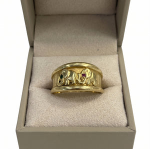 Bague éléphants en or jaune 18k Taille : 59