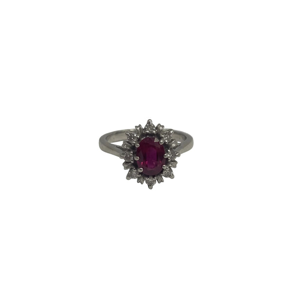 Bague Marguerite en Or Blanc avec Pierre Naturelle 18 K Taille : 53