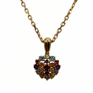Pendentif en Or Jaune 18k avec Pierres Semi-Précieuses