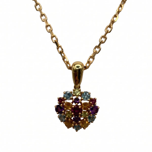 Pendentif en Or Jaune 18k avec Pierres Semi-Précieuses