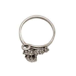 Bague Ancienne en Or Gris 18k avec Topazes - Taille 51