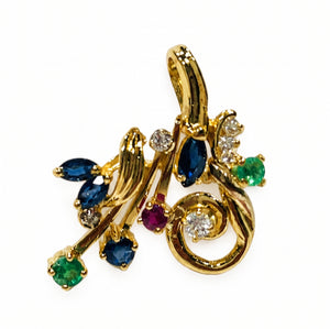 Pendentif en or Jaune et pierres précieuses