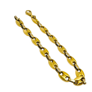 Bracelet Gourmette en Or Jaune 18K Grain de Café
