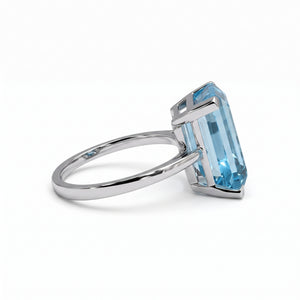 Bague Solitaire en Or Blanc avec Pierre Naturelle 18K Taille : 55