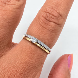 Bague en or Jaune et Blanc  18k avec diamants Taille 55