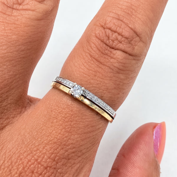Bague en or Jaune et Blanc  18k avec diamants Taille 55