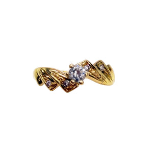 Bague Solitaire en Or Jaune 18k et Zirconium Taille 54