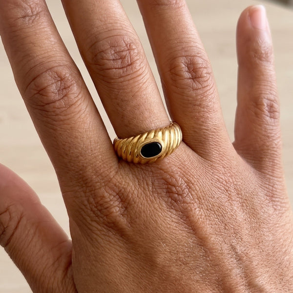 Bague avec Saphir en Or Jaune 18K Taille 50