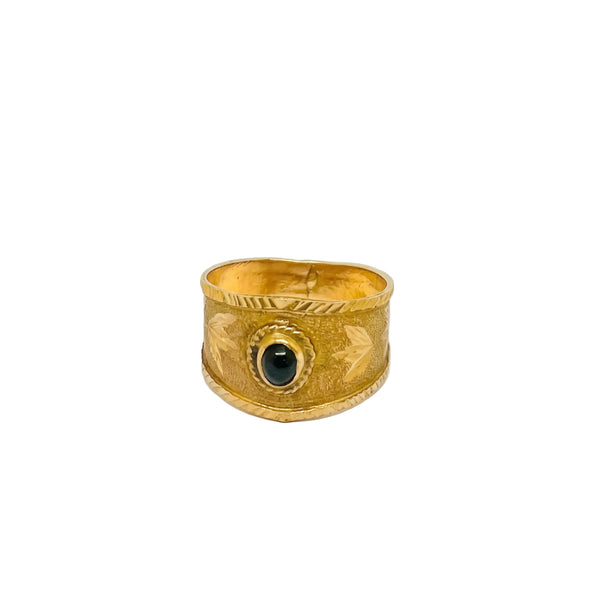 Bague Jonc Or Jaune 18K Onyx - Taille 60