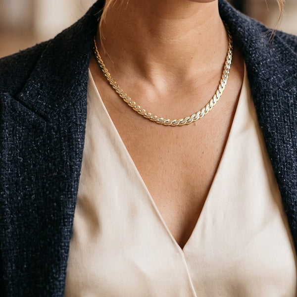 Collier Ras du Cou Tressé en Or Jaune 18 Carats