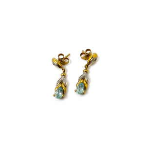 Boucles d'oreilles pendantes en or jaune et blanc 18 K
