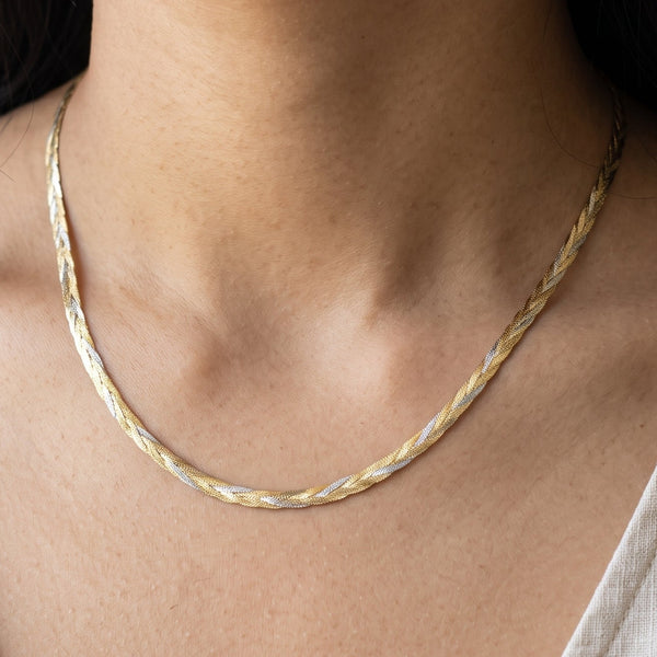 Collier Princesse Tressé Trois Ors 18 Carats