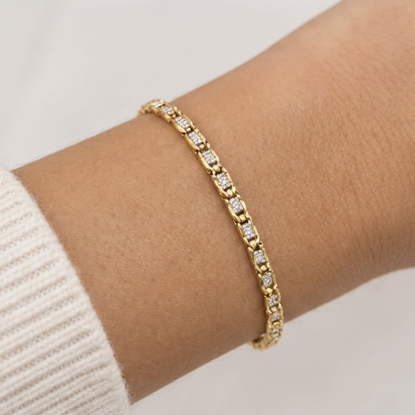 Bracelet Gourmette en Or Jaune & Or Blanc avec Maille Marine 18K