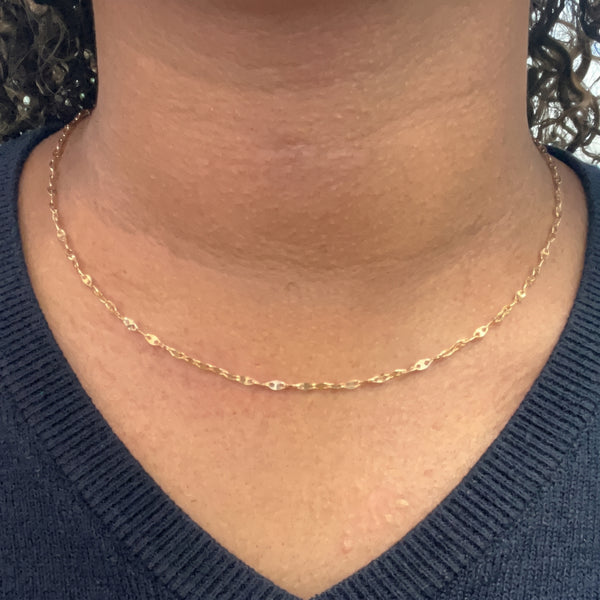 Collier Ras du Cou avec Maille Marine en Or Jaune 18K
