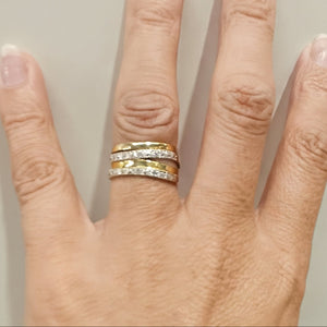 Bague Jonc en Or Jaune & Or Gris 18K avec Diamants 18K Taille : 50