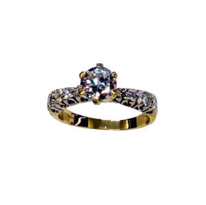 Bague or jaune 18k avec zirconium Taille 56