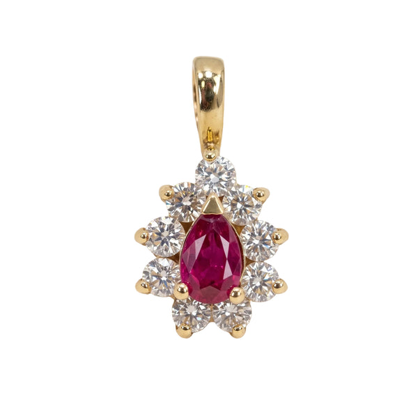 Pendentif marguerite en or jaune 18 carats avec pierres naturelles