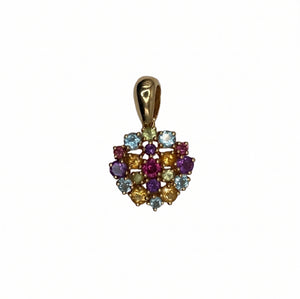 Pendentif en Or Jaune 18k avec Pierres Semi-Précieuses