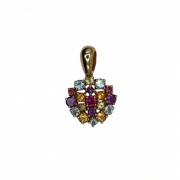 Pendentif en Or Jaune 18k avec Pierres Semi-Précieuses