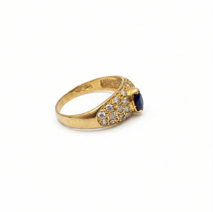 Bagues en or jaune saphir et zirconium Taille : 55